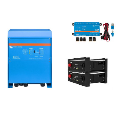 Безперебійна система живлення Victron Energy Quattro 5 кВА/4 кВт, 1 фаза, без MPPT/Dyness 9,6 кВт Безперебійна система живлення Victron Energy Quattro 5 кВА/4 кВт, 1 фаза, без MPPT/Dyness 9,6 кВт